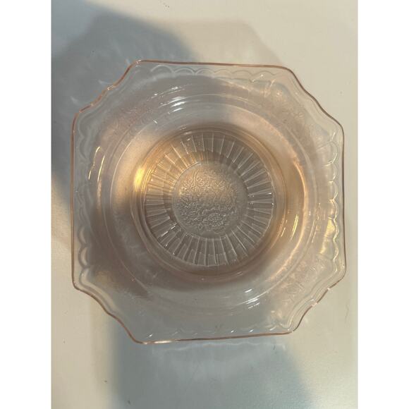 Pink Depression Glass Plate 6” Bread Dessert Cherry Blossom set of 2 plates - Picture 2 of 5